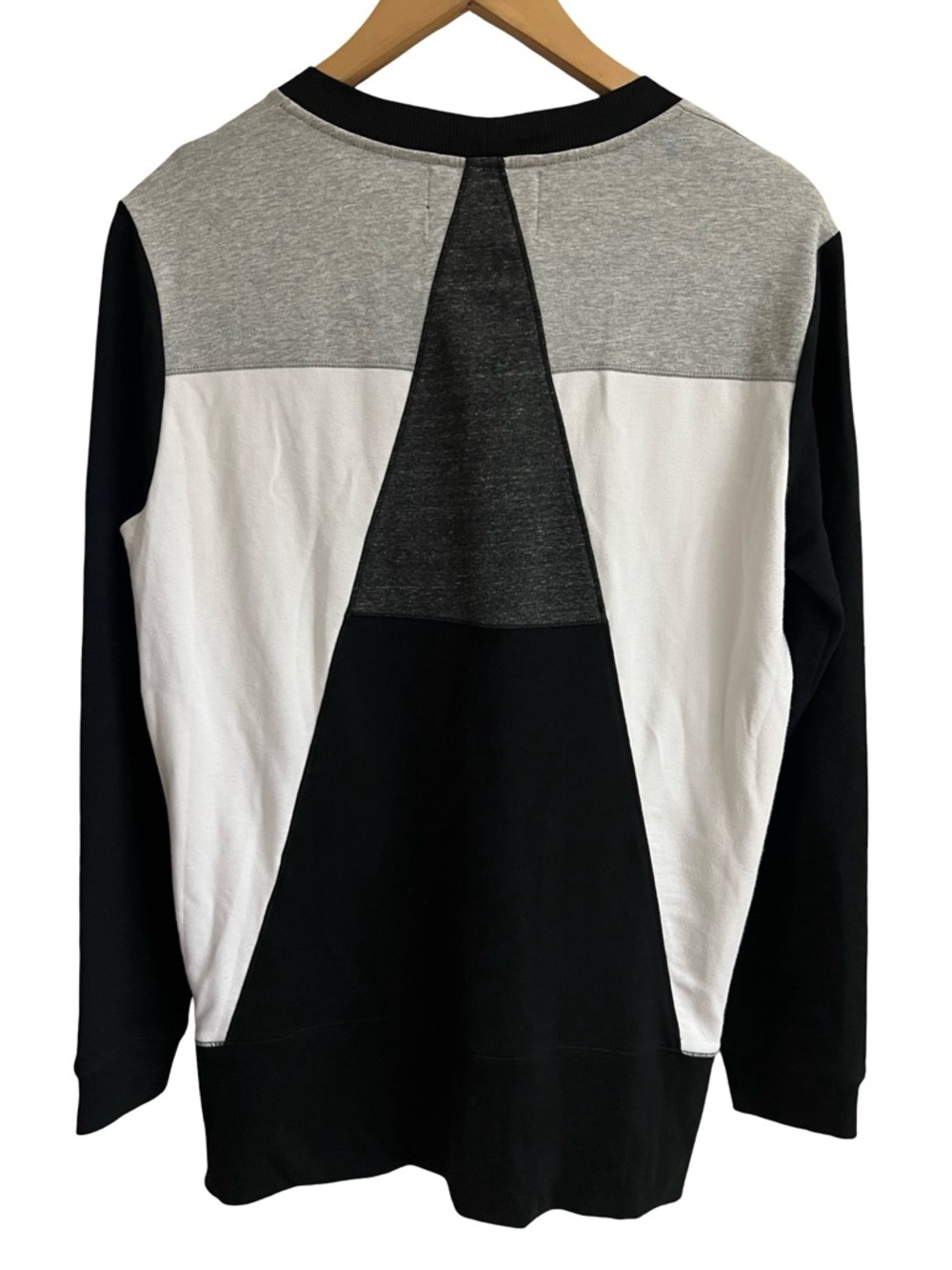 AIKO‎ Geometric Color-block Sz M Sweatshirt Black Gray White Zippers Made in USA - Picture 3 of 8